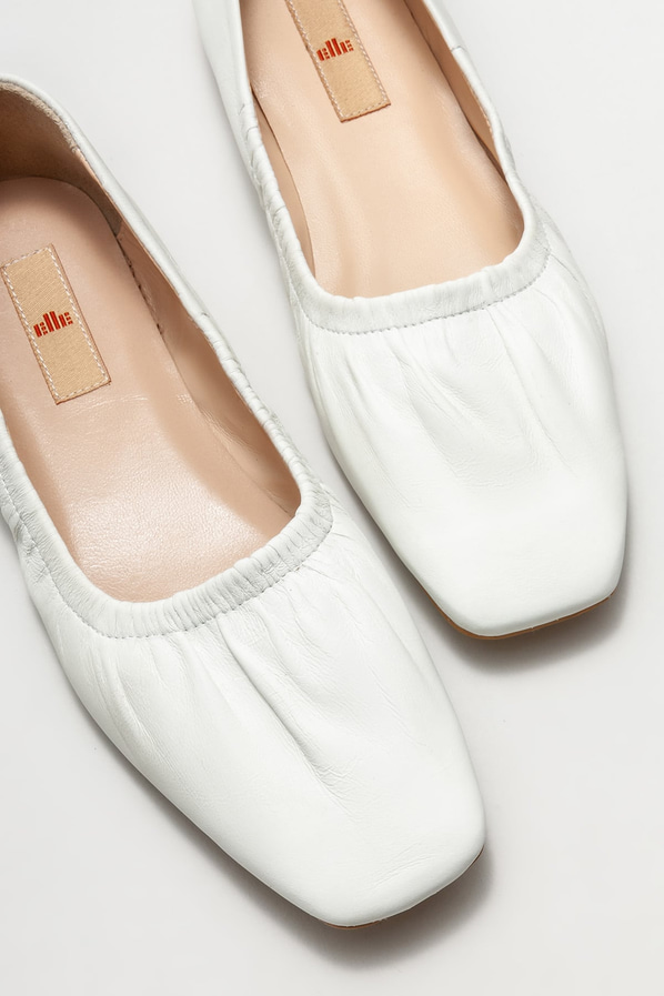 Beyaz deri kadın babet - Elle Shoes