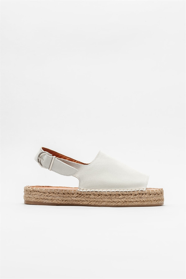 Beyaz deri kadın espadril - Elle Shoes