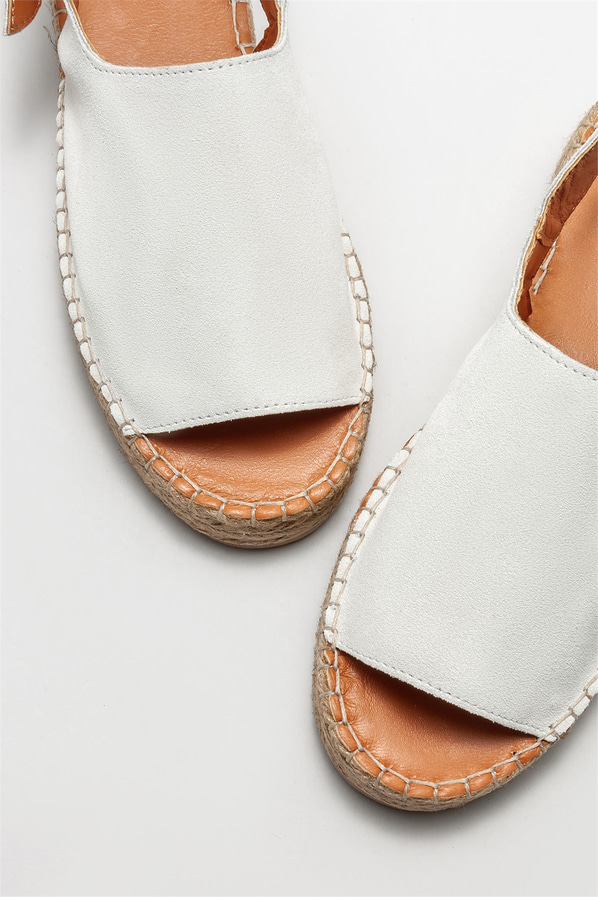 Beyaz deri kadın espadril - Elle Shoes