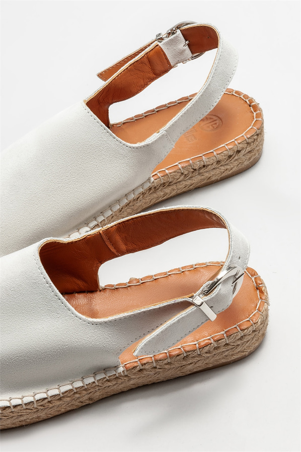 Beyaz deri kadın espadril - Elle Shoes