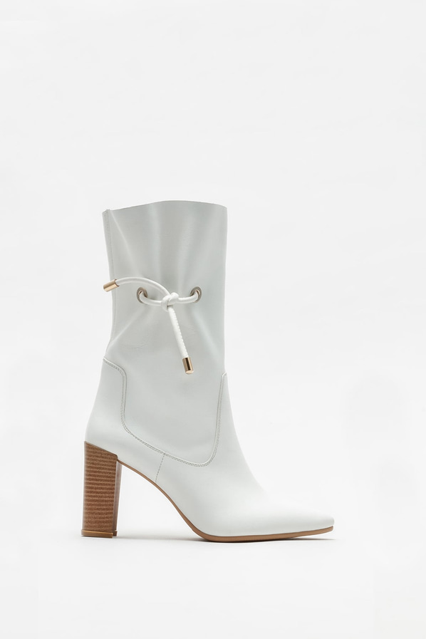 Beyaz deri kadın klasik bot - Elle Shoes
