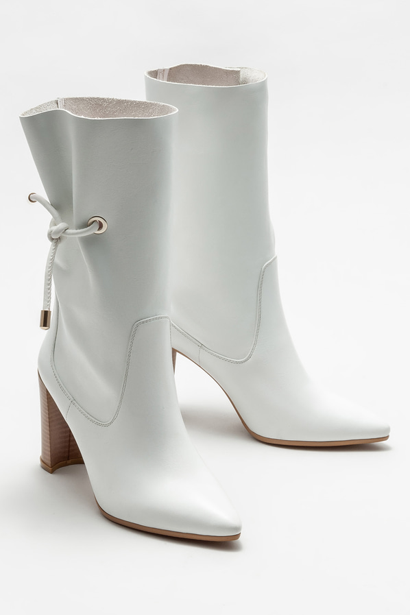 Beyaz deri kadın klasik bot - Elle Shoes