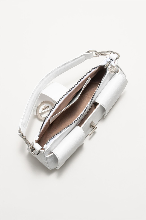 Beyaz deri kadın omuz çantası - Elle Shoes