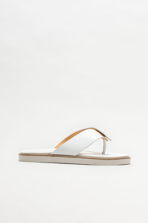 Beyaz deri kadın terlik - Elle Shoes