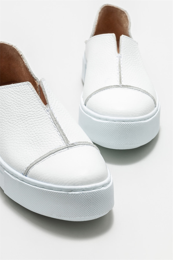 Beyaz deri kadın spor ayakkabı - Elle Shoes