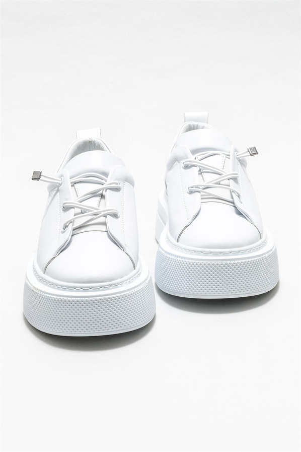 Beyaz deri kadın sneaker - Elle Shoes
