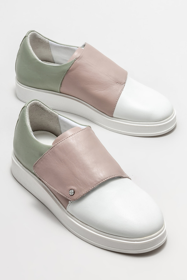 Beyaz deri kadın spor ayakkabı - Elle Shoes