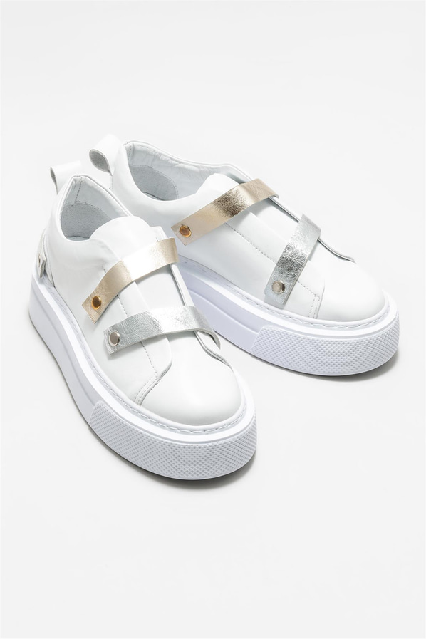Beyaz deri kadın sneaker - Elle Shoes