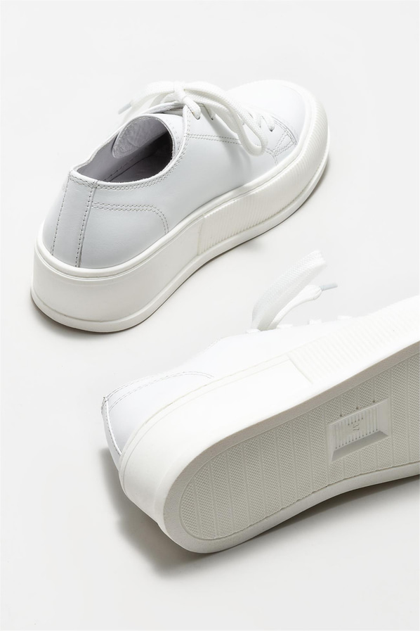 Beyaz deri kadın sneaker - Elle Shoes