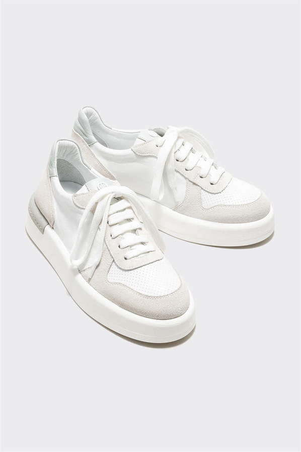 Beyaz deri kadın sneaker - Elle Shoes