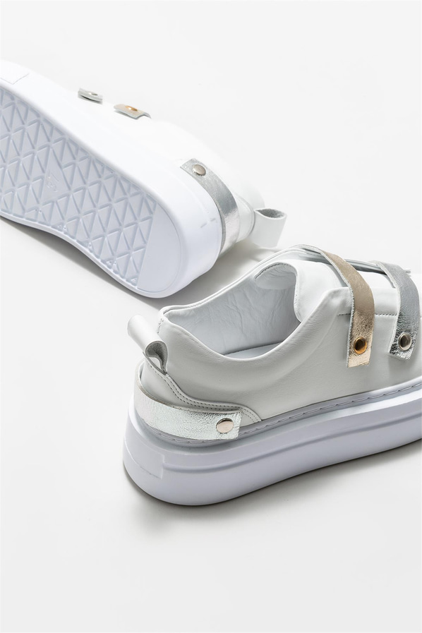 Beyaz deri kadın sneaker - Elle Shoes