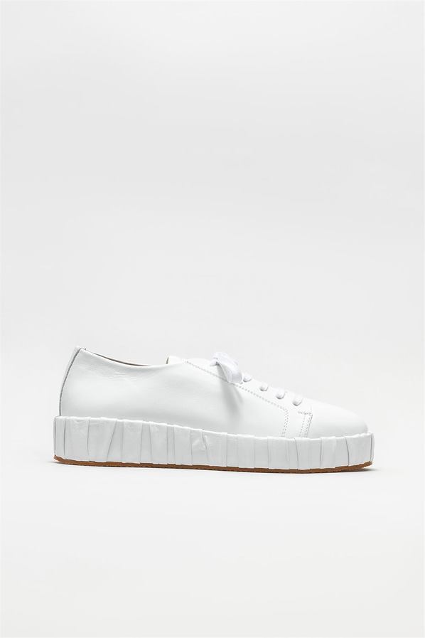 Beyaz deri kadın spor ayakkabı - Elle Shoes