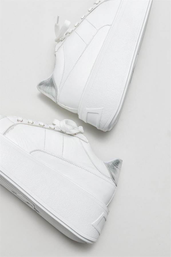 Beyaz deri kadın sneaker - Elle Shoes