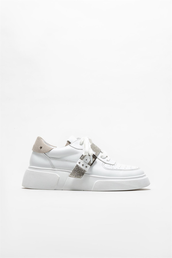 Beyaz deri kadın sneaker - Elle Shoes