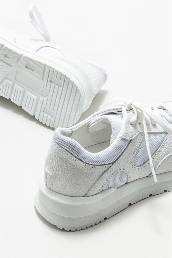 Beyaz deri kadın spor ayakkabı - Elle Shoes