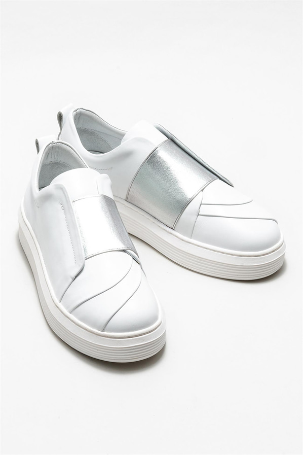 Beyaz deri kadın sneaker - Elle Shoes