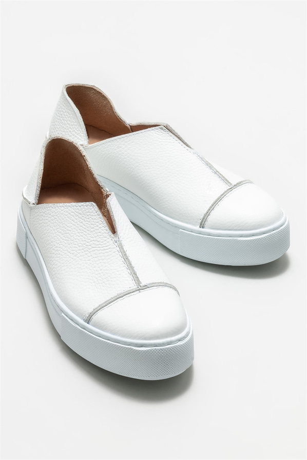 Beyaz deri kadın spor ayakkabı - Elle Shoes