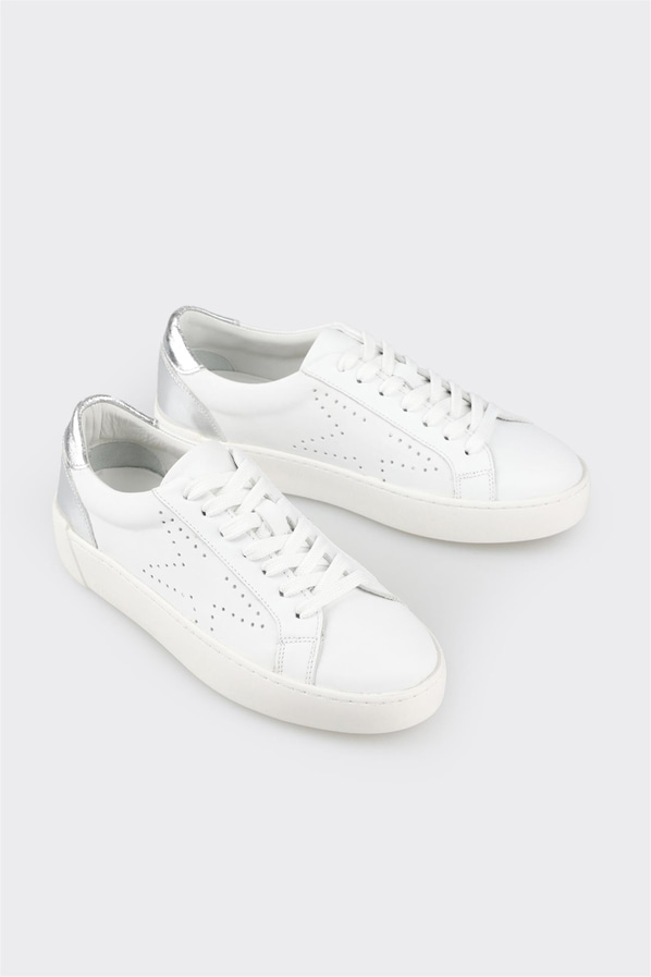 Beyaz deri kadın sneaker - Elle Shoes