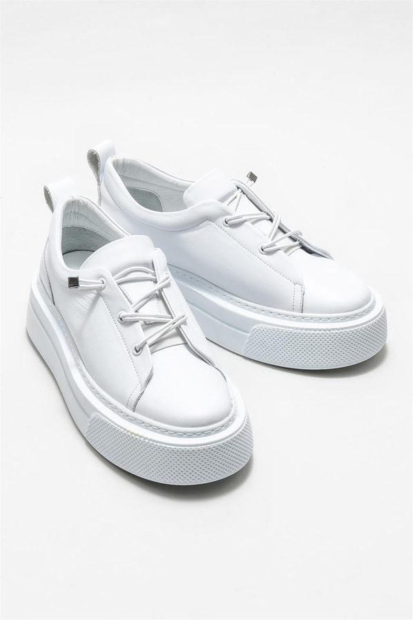 Beyaz deri kadın sneaker - Elle Shoes
