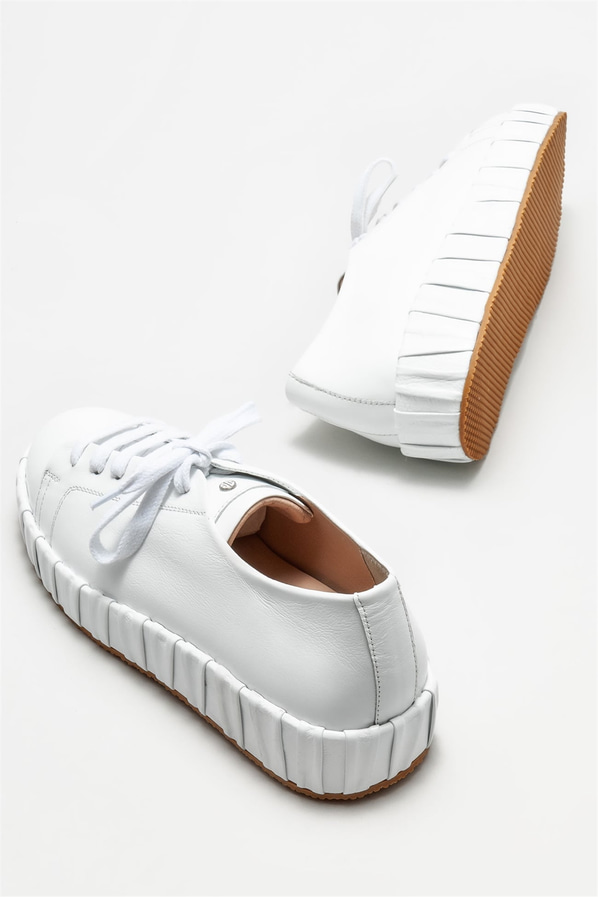 Beyaz deri kadın spor ayakkabı - Elle Shoes
