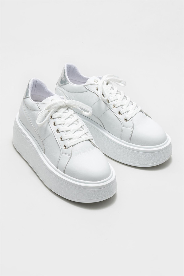 Beyaz deri kadın sneaker - Elle Shoes