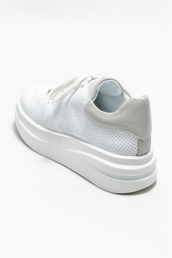 Beyaz deri kadın sneaker - Elle Shoes