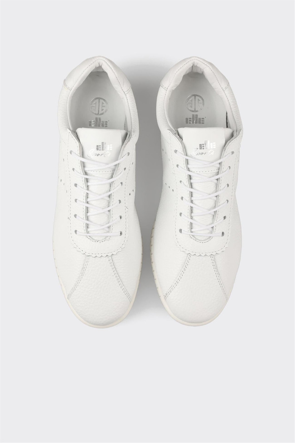 Beyaz deri yumuşak dokulu kadın sneaker, ofis stili için - Elle Shoes
