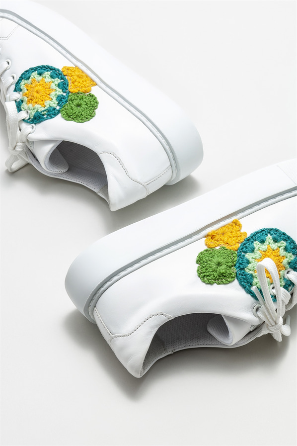 Beyaz deri kadın spor ayakkabı - Elle Shoes