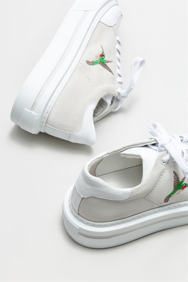 Beyaz deri kadın spor ayakkabı - Elle Shoes