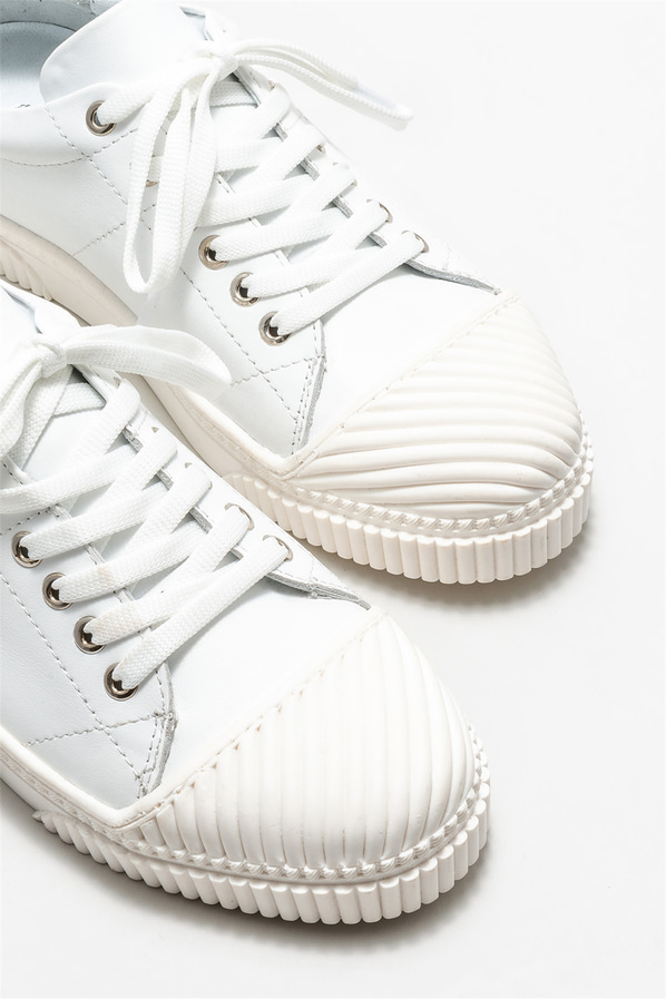 Beyaz deri kadın sneaker - Elle Shoes