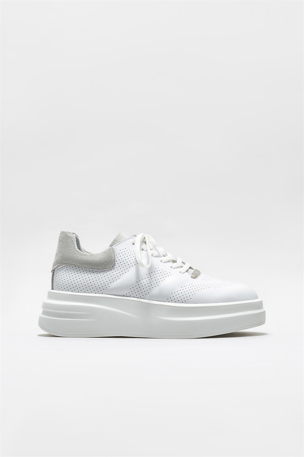 Beyaz deri kadın sneaker - Elle Shoes