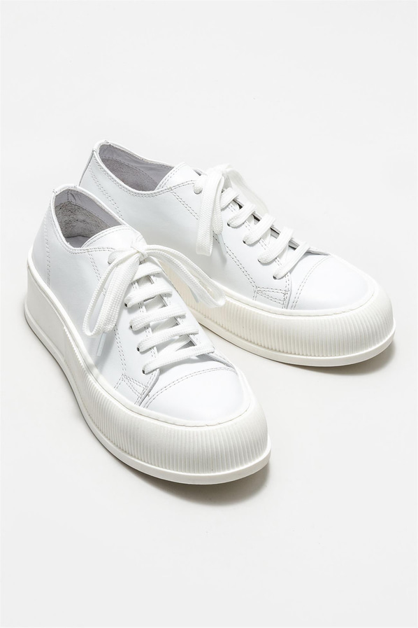 Beyaz deri kadın sneaker - Elle Shoes