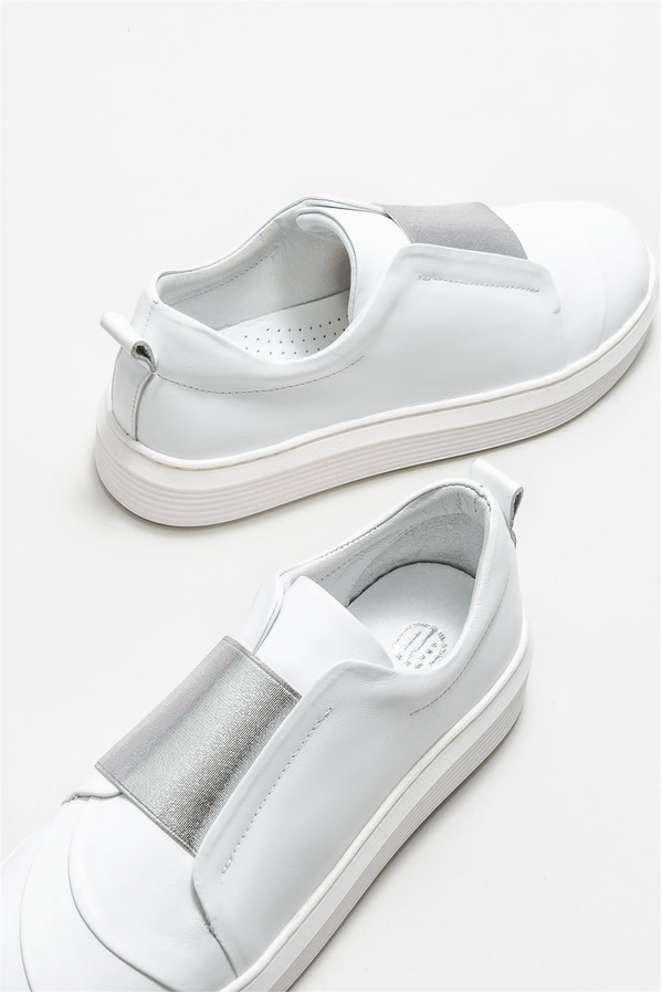 Beyaz deri kadın sneaker - Elle Shoes