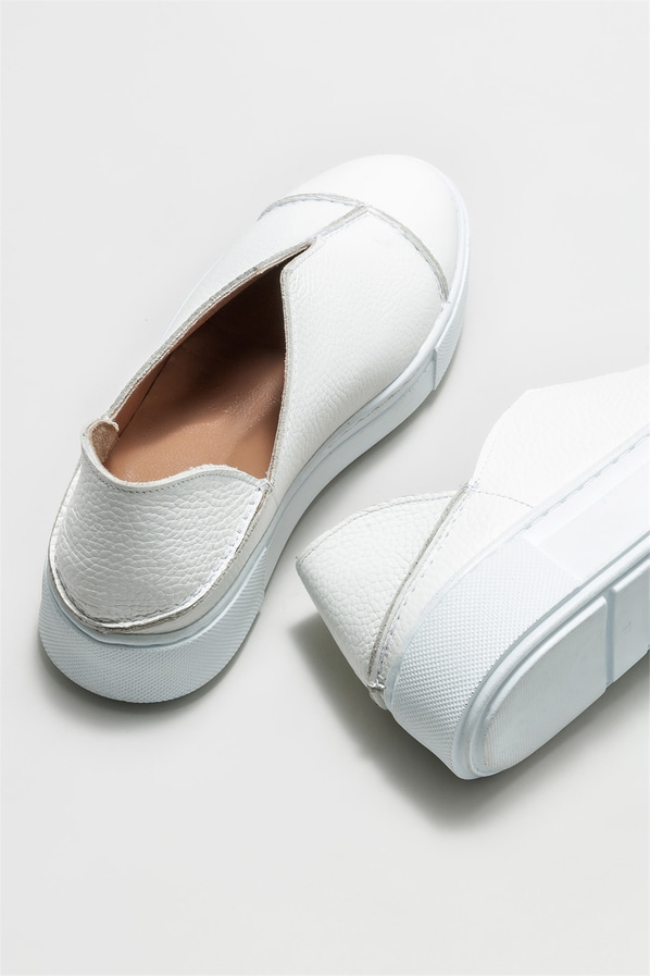 Beyaz deri kadın spor ayakkabı - Elle Shoes