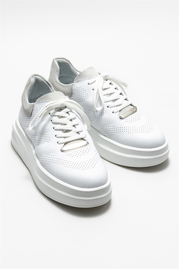 Beyaz deri kadın sneaker - Elle Shoes
