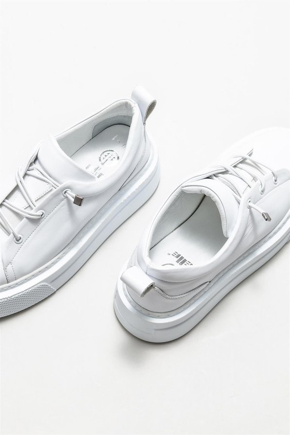 Beyaz deri kadın sneaker - Elle Shoes