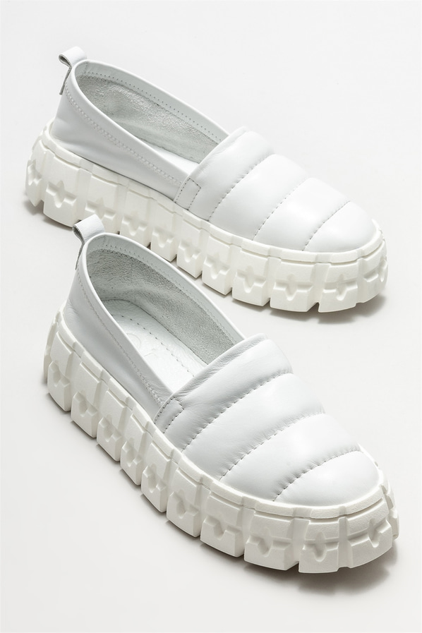 Beyaz deri kadın spor ayakkabı - Elle Shoes