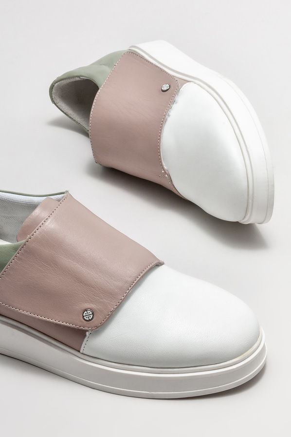 Beyaz deri kadın spor ayakkabı - Elle Shoes