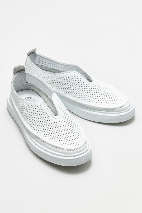 Beyaz deri kadın spor ayakkabı - Elle Shoes