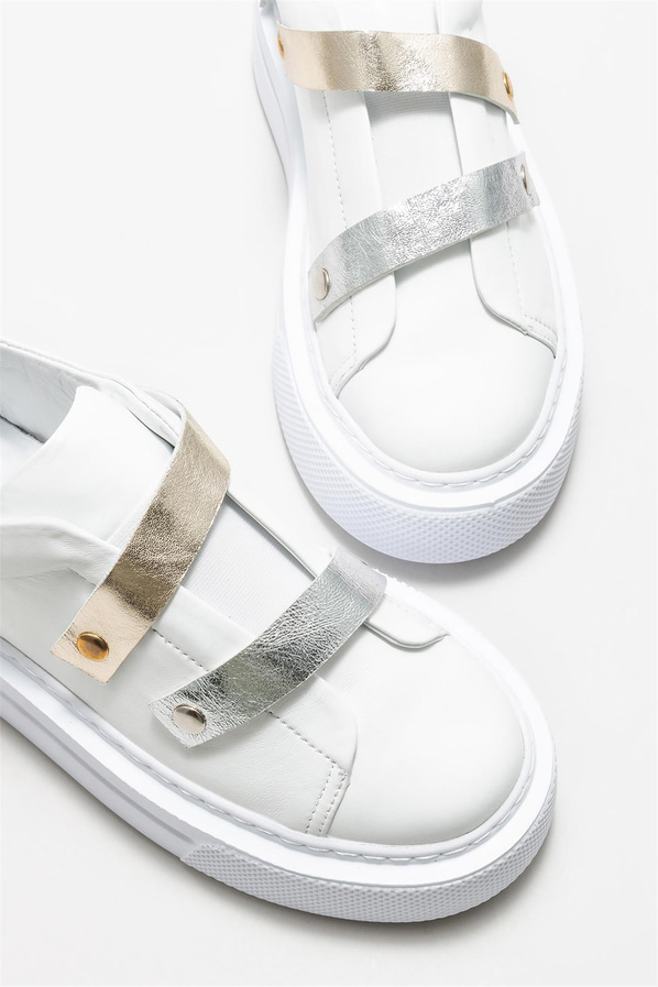Beyaz deri kadın sneaker - Elle Shoes