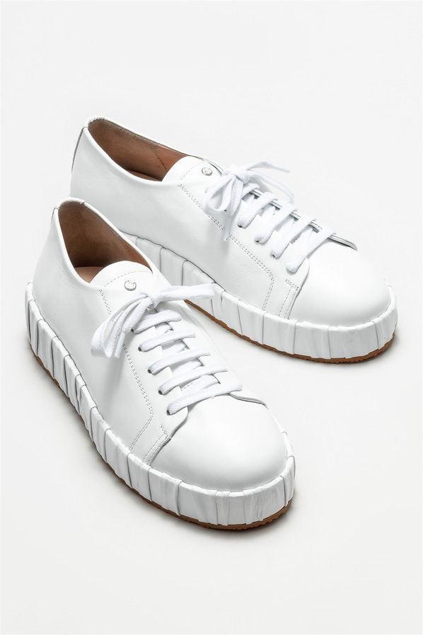 Beyaz deri kadın spor ayakkabı - Elle Shoes