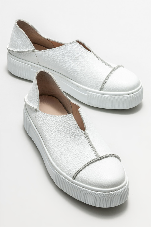 Beyaz deri kadın spor ayakkabı - Elle Shoes