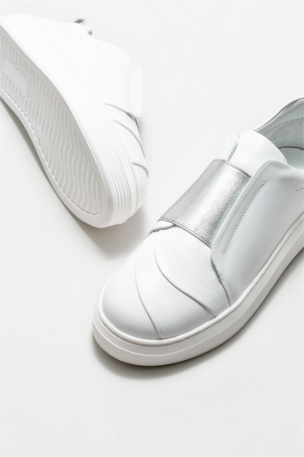 Beyaz deri kadın sneaker - Elle Shoes