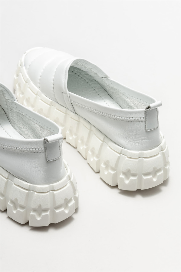 Beyaz deri kadın spor ayakkabı - Elle Shoes