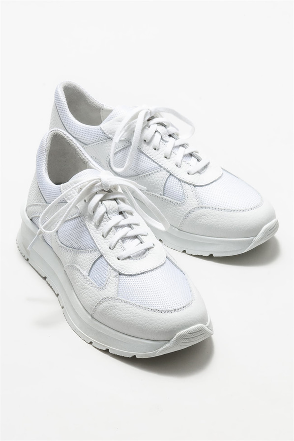 Beyaz deri kadın spor ayakkabı - Elle Shoes