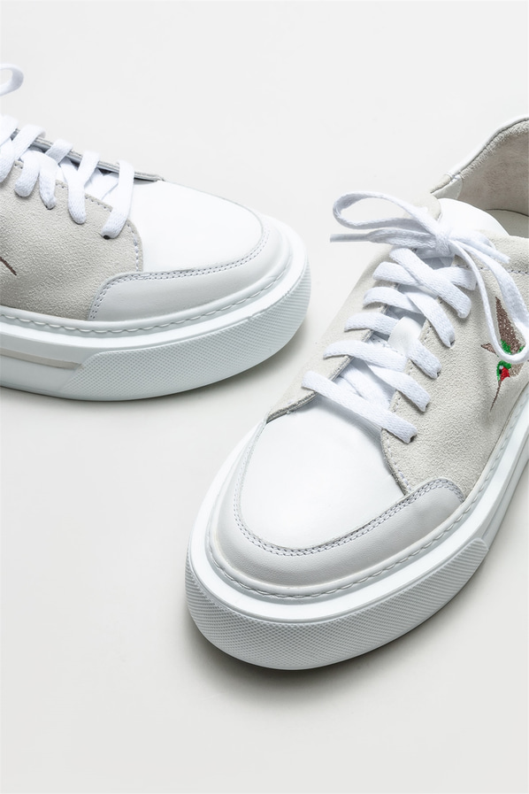 Beyaz deri kadın spor ayakkabı - Elle Shoes