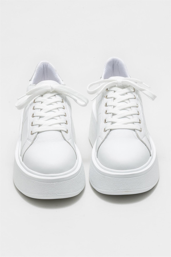 Beyaz deri kadın sneaker - Elle Shoes
