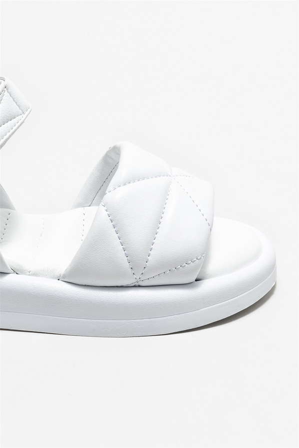 Beyaz deri kadın sandalet - Elle Shoes