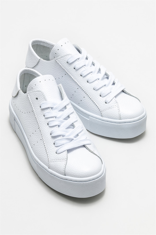 Beyaz deri kadın sneaker - Elle Shoes