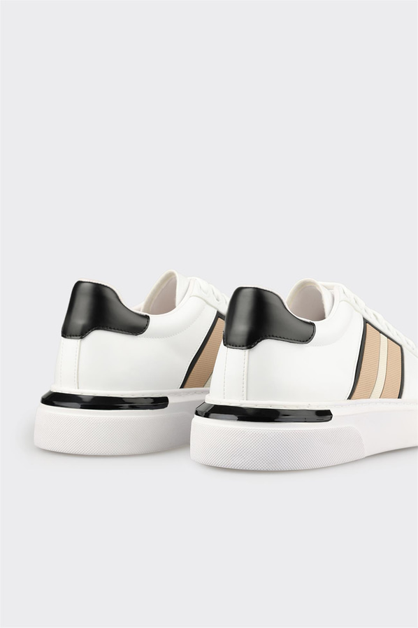 Beyaz örgü dokulu erkek spor ayakkabı, günlük kullanım için - Elle Shoes